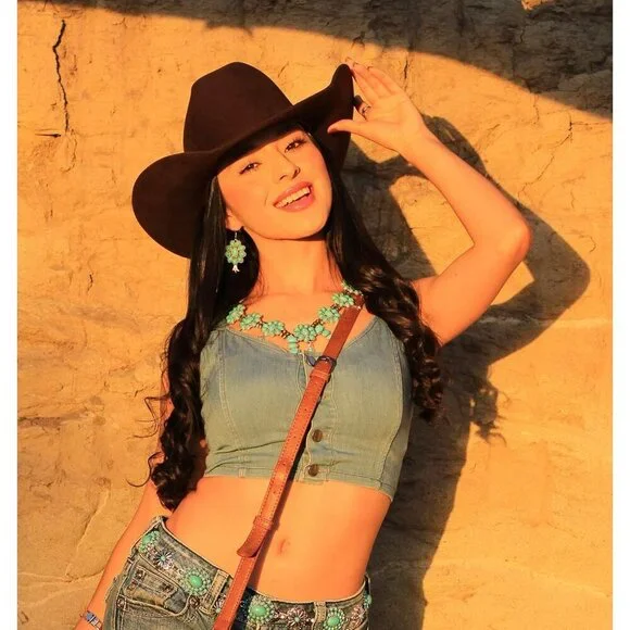 Women's Turquoise 3 Couture Jewelry Set Cowgirl Vintage Western Necklace Earring - Picture 6 of 7